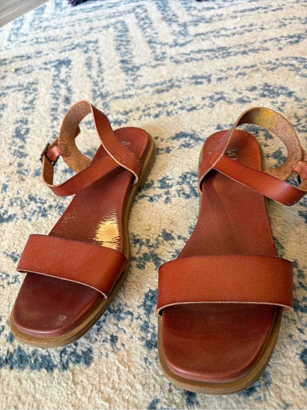 MIA Rust Red Leather Single-Band Ankle-Strap Sandals